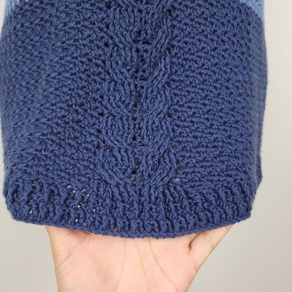 Crochet Tank Top High-low Hem Handmade Handcrafted Blue 3 Tones - Picture 10 of 16